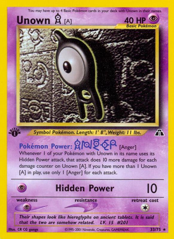 Unown [A] (33) Pokemon card from Neo Discovery