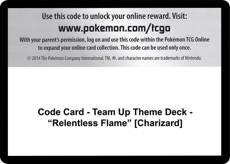 Code Card - Team Up Theme Deck - "Relentless Flame" [Charizard] Pokemon card from SM - Team Up