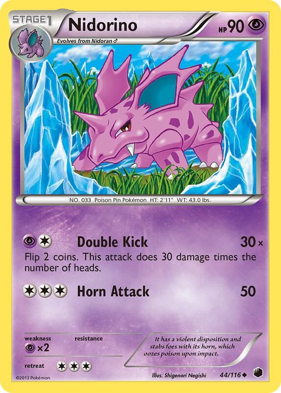 Nidorino Pokemon card from Plasma Freeze
