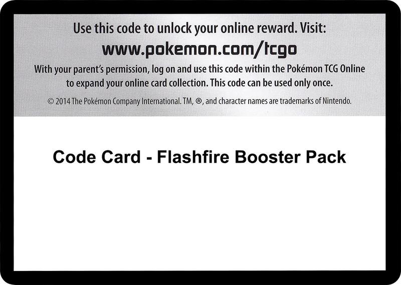 Code Card - Flashfire Booster Pack Pokemon card from XY - Flashfire
