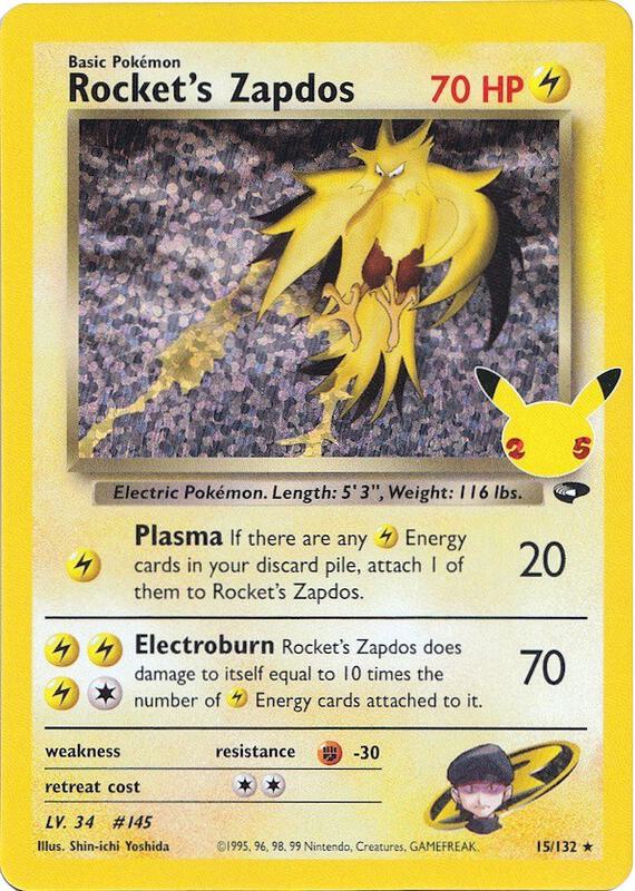Rocket's Zapdos Pokemon card from Celebrations: Classic Collection