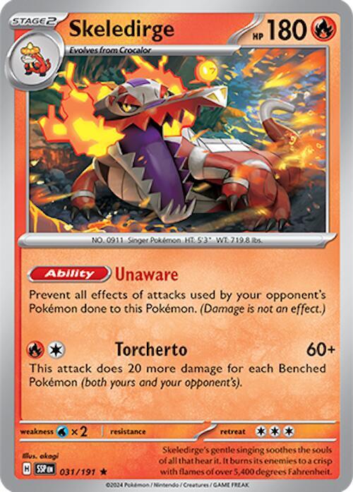 Skeledirge Pokemon card from SV08: Surging Sparks