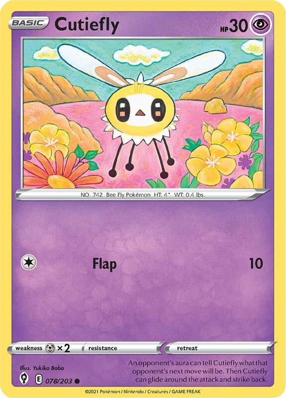 Cutiefly Pokemon card from SWSH07: Evolving Skies