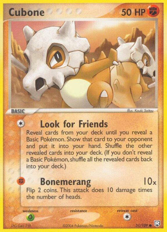 Cubone Pokemon card from Team Rocket Returns