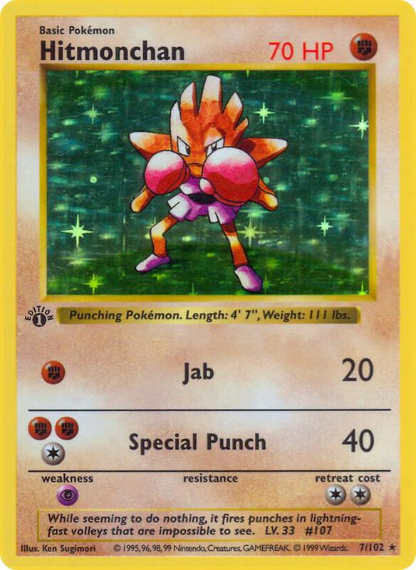Hitmonchan Pokemon card from Base Set (Shadowless)