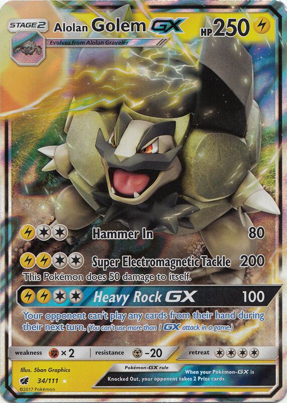 Alolan Golem GX Pokemon card from SM - Crimson Invasion