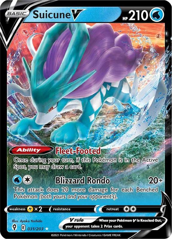Suicune V Pokemon card from SWSH07: Evolving Skies