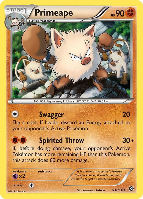 Primeape Pokemon card from XY - Steam Siege