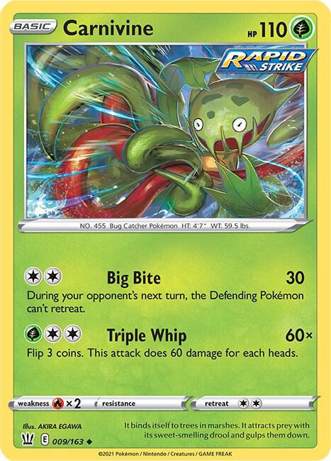 Carnivine Pokemon card from SWSH05: Battle