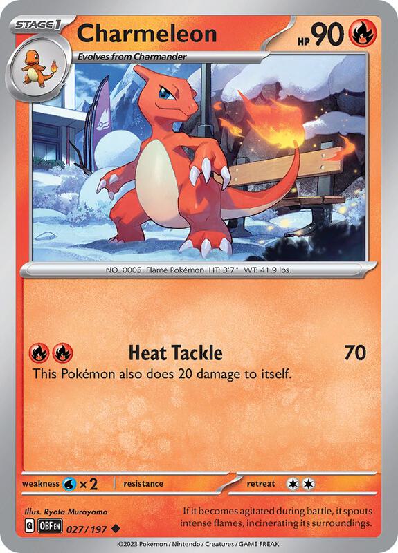 Charmeleon Pokemon card from SV03: Obsidian Flames