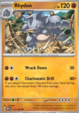 Rhydon Pokemon card from 151