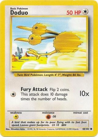 Doduo Pokemon card from Base Set