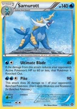 Samurott Pokemon card from Steam Siege