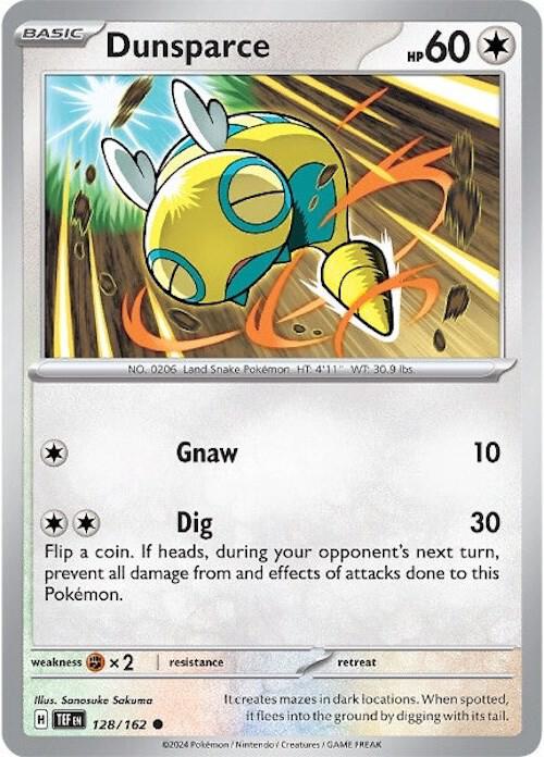 Dunsparce Pokemon card from SV05: Temporal Forces