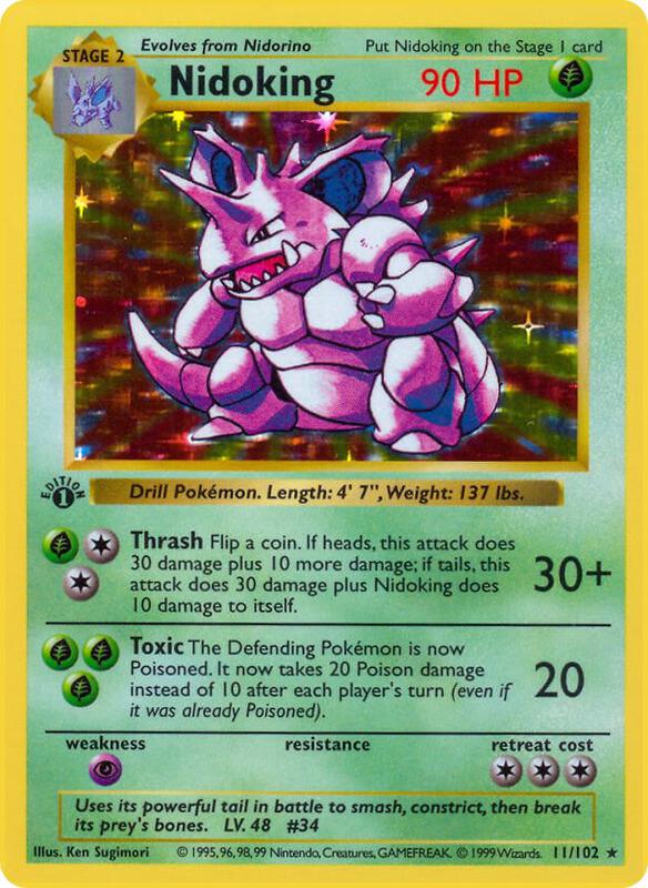 Nidoking Pokemon card from Base Set (Shadowless)
