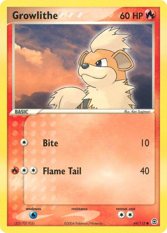 Growlithe Pokemon card from FireRed & LeafGreen