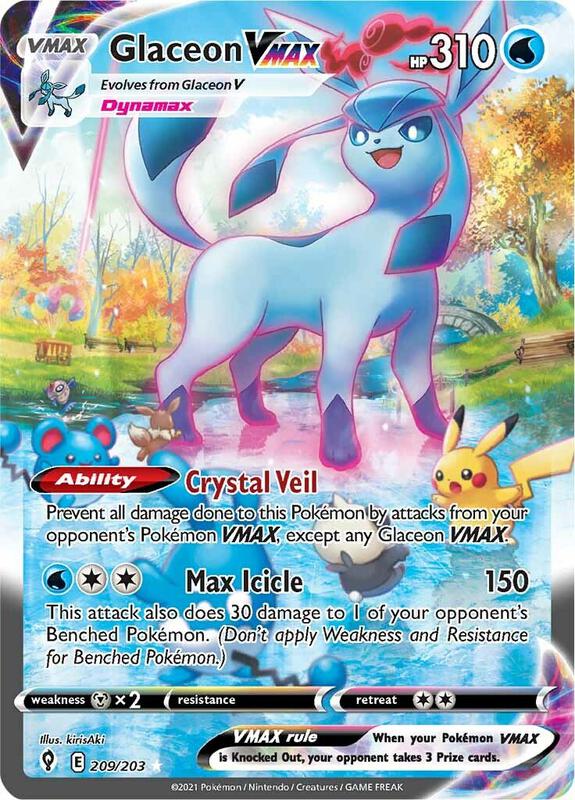Glaceon VMAX (Alternate Art Secret) Pokemon card from SWSH07: Evolving