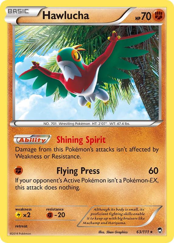 Hawlucha Pokemon card from XY - Furious Fists