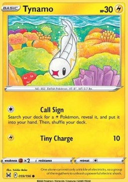 Tynamo Pokemon card from Lost Origin