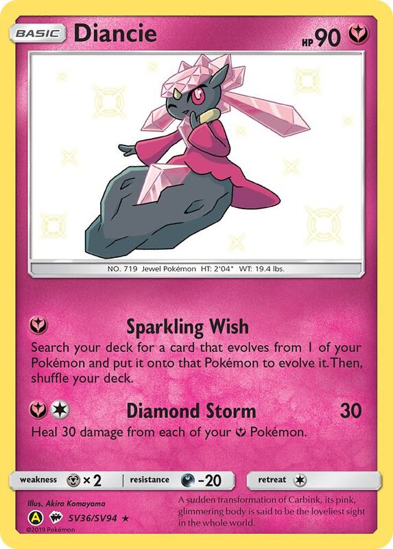 Diancie Pokemon card from Hidden Fates: Shiny Vault
