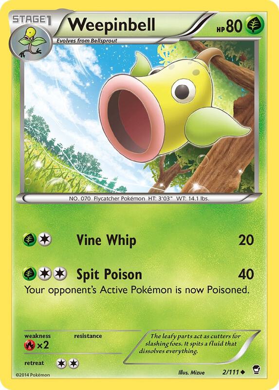Weepinbell Pokemon card from XY - Furious Fists