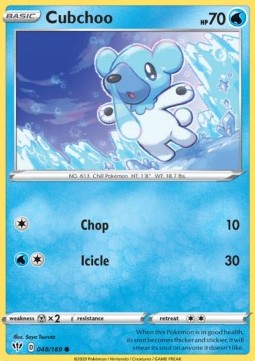 Cubchoo Pokemon card from Darkness Ablaze