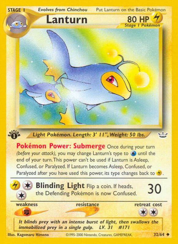 Lanturn Pokemon card from Neo Revelation