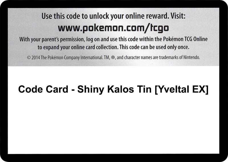 Code Card - Shiny Kalos Tin [Yveltal EX] Pokemon card from XY - Fates Collide