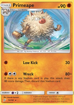 Primeape Pokemon card from Team Up
