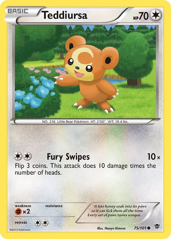 Teddiursa Pokemon card from Plasma Blast