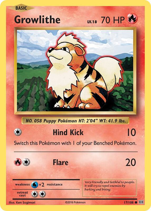 Growlithe Pokemon card from XY - Evolutions