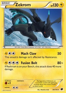 Zekrom Pokemon card from Plasma Freeze