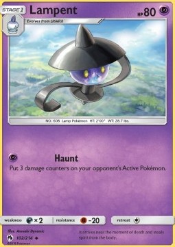 Lampent Pokemon card from Lost Thunder