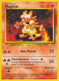 Magmar Pokemon card from Base Set