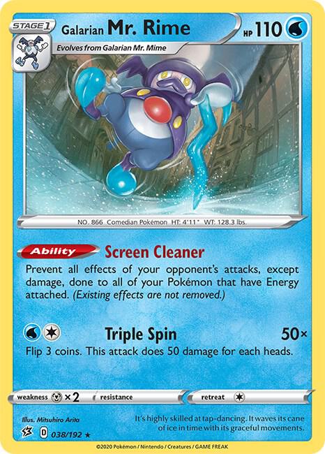 Galarian Mr. Rime Pokemon card from SWSH02: Rebel Clash