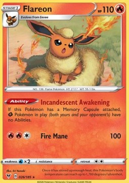 Flareon Pokemon card from Vivid Voltage