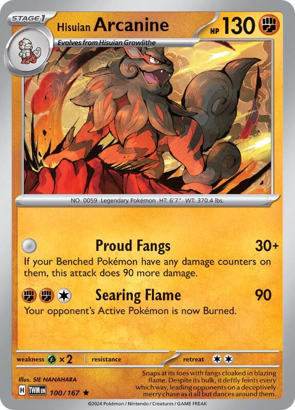Hisuian Arcanine Pokemon card from SV06: Twilight Masquerade