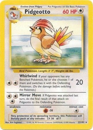 Pidgeotto Pokemon card from Base Set