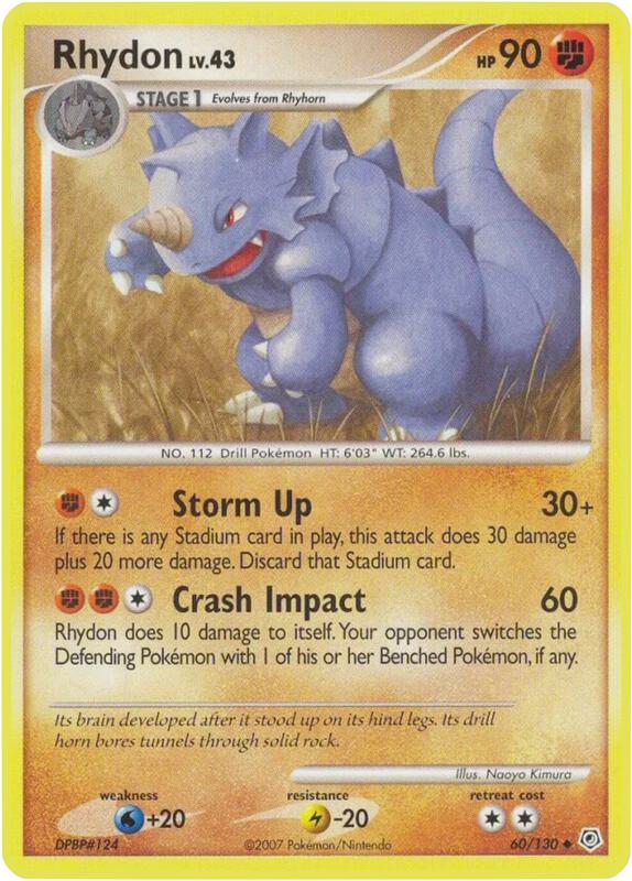 Rhydon Pokemon card from Diamond and Pearl