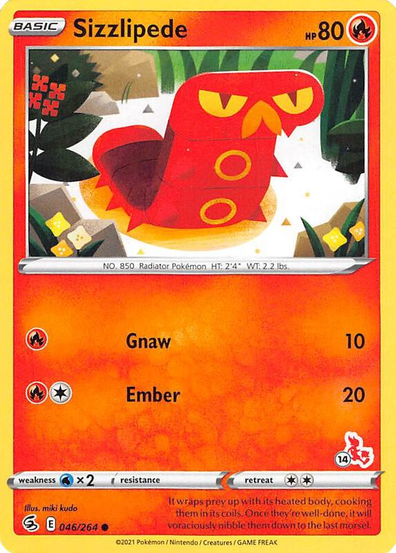 Sizzlipede Pokemon card from Battle Academy 2022