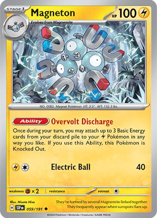Magneton Pokemon card from SV08: Surging Sparks