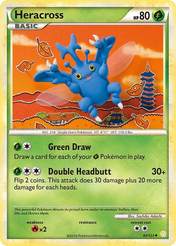Heracross Pokemon card from HeartGold SoulSilver