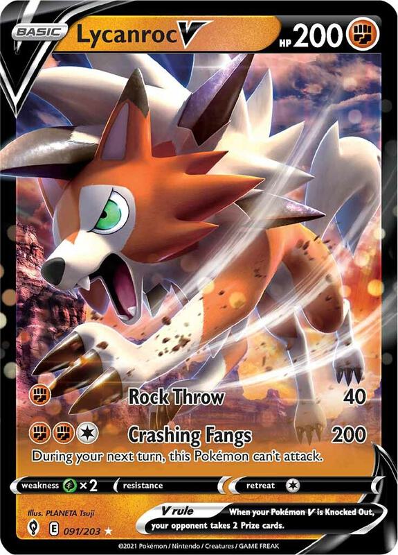 Lycanroc V Pokemon card from SWSH07: Evolving Skies