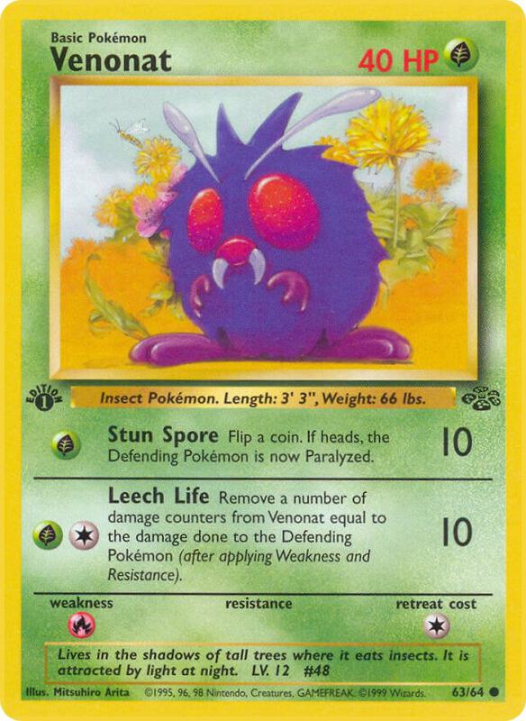 Venonat Pokemon card from Jungle