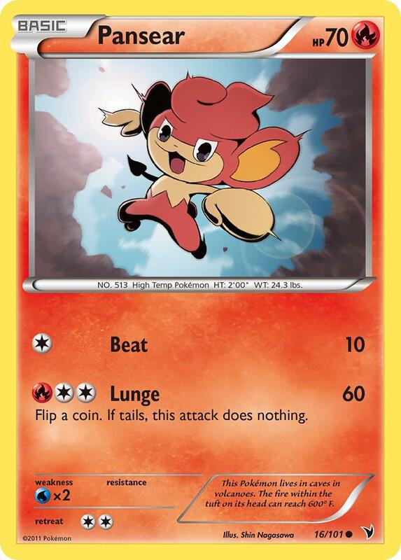 Pansear Pokemon card from Noble Victories