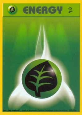 Grass Energy (Holo) Pokemon card from Base Set 2