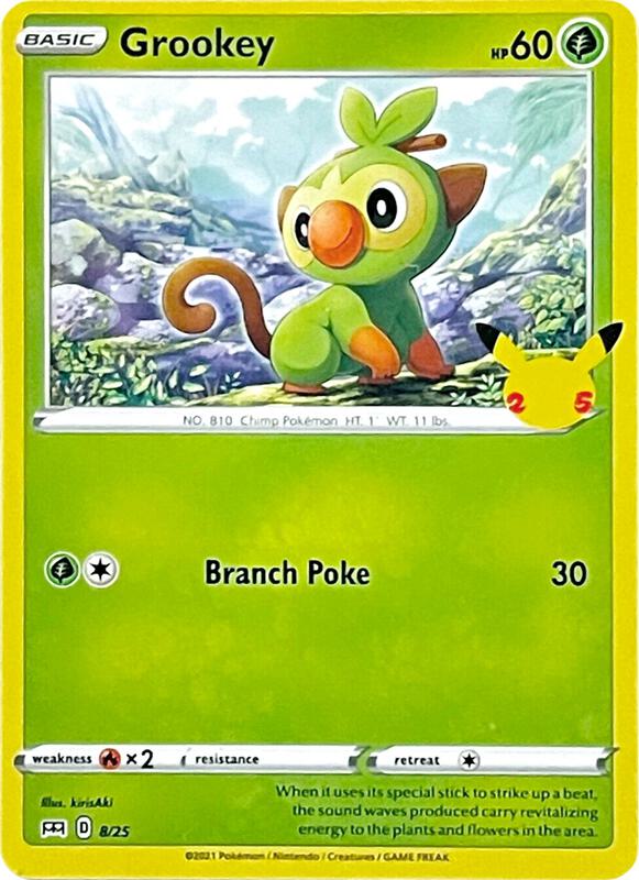 Grookey Pokemon card from McDonald's 25th Anniversary Promos