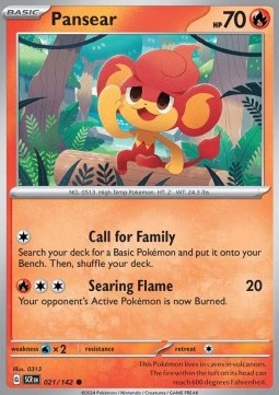 Pansear Pokemon card from Stellar Crown