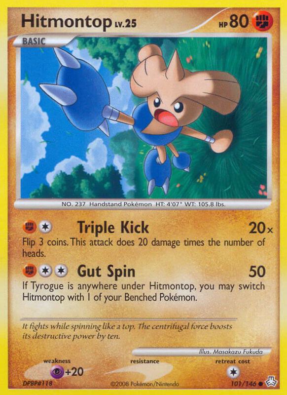 Hitmontop Pokemon card from Legends Awakened