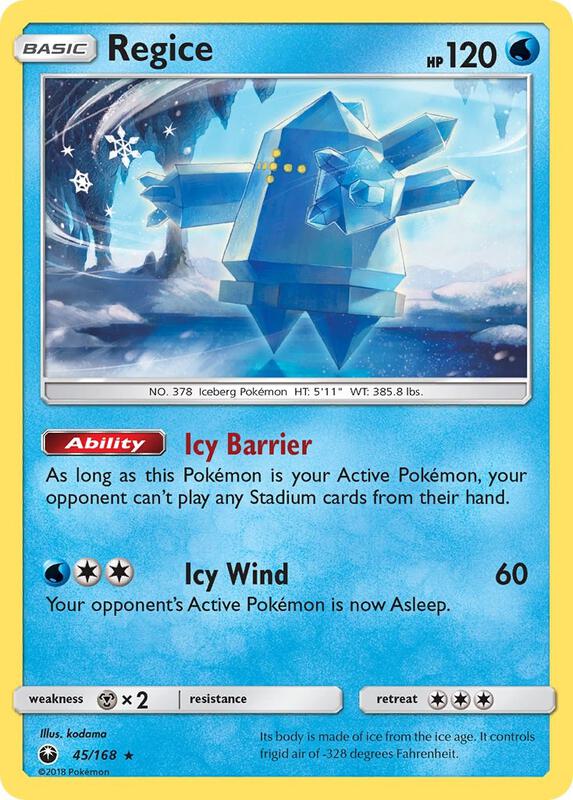 Regice Pokemon card from SM - Celestial Storm